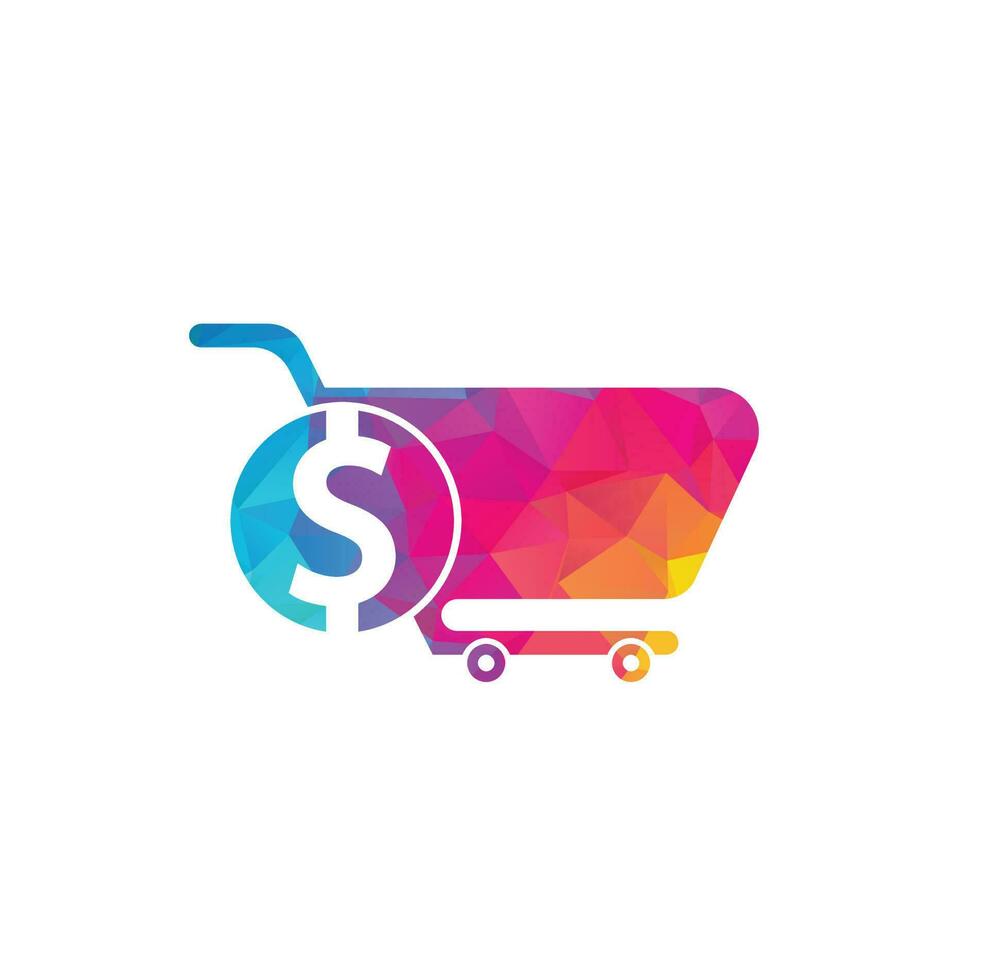 Dollar shopping cart vector icon. Money trolley simple solid icon. Fast Shop Logo Template Design.