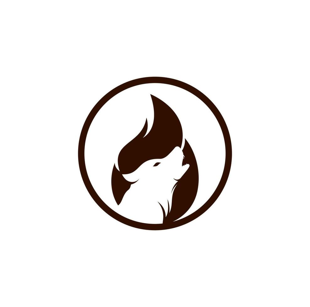 Plantilla de diseño de logotipo de vector de fuego de lobo.