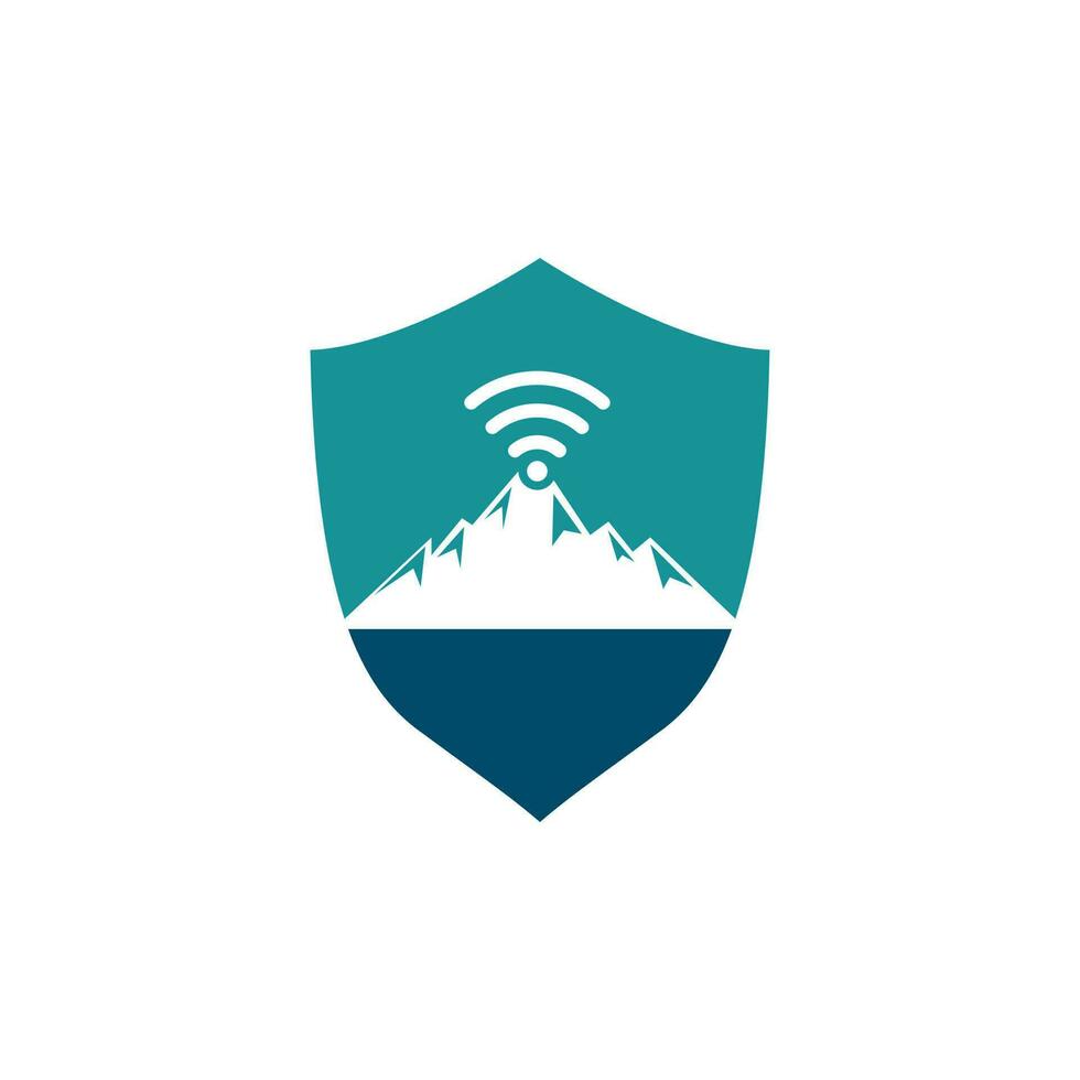 diseño de icono de logotipo de montaña wifi. plantilla de icono de señal de montaña. vector