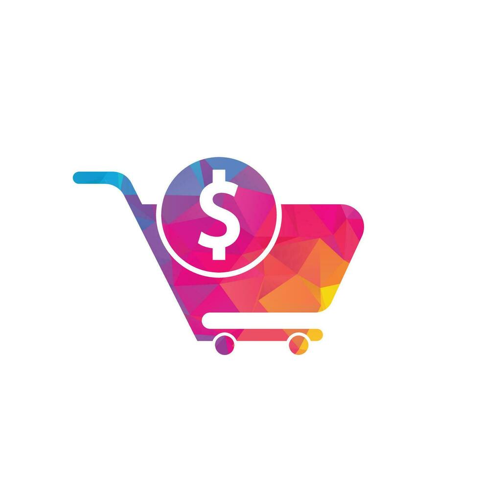 Dollar shopping cart vector icon. Money trolley simple solid icon. Fast Shop Logo Template Design.