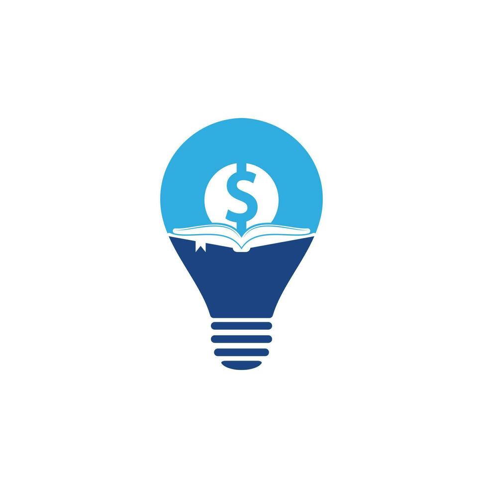 Money Book bulb shape Icon Logo Design Element. Doller and book icon with logo vector