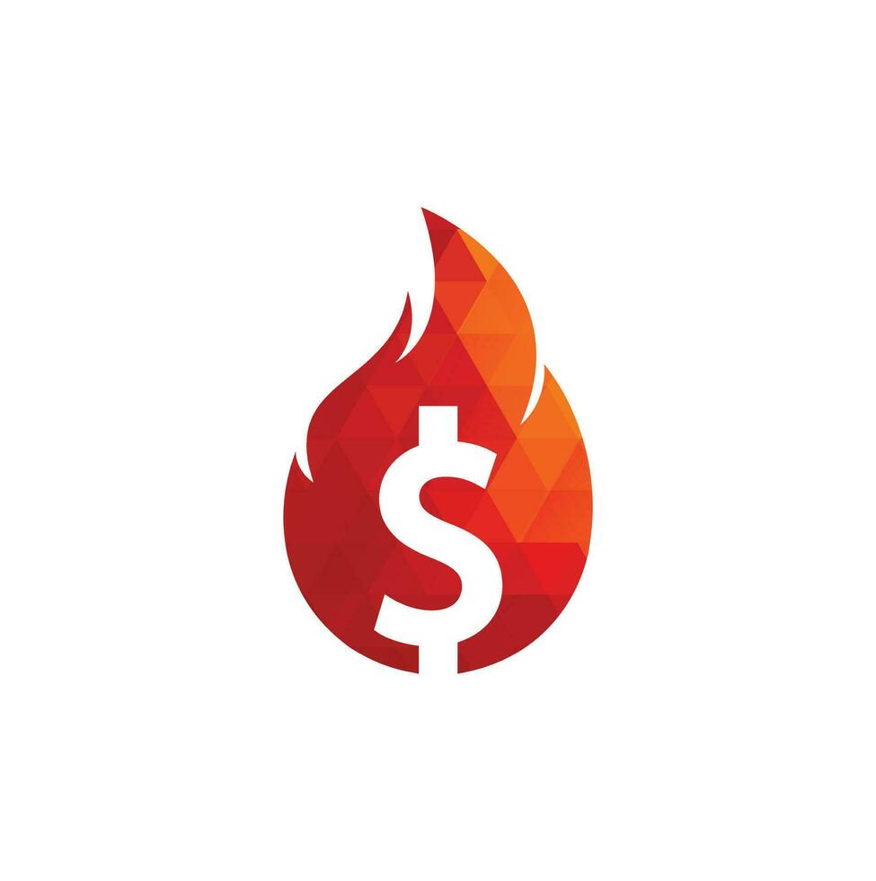 Fire Money logo design template. Money Fire Logo Template. vector
