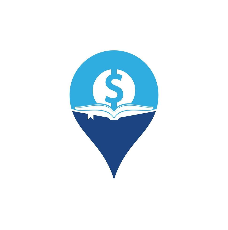 Money Book gps shape Icon Logo Design Element. Doller and book icon with logo vector