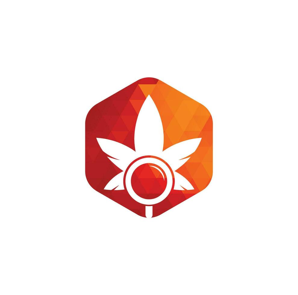 Cannabis Search logo design vector template. Marijuana leaf and loupe logo combination. Hemp and magnifying symbol or icon.