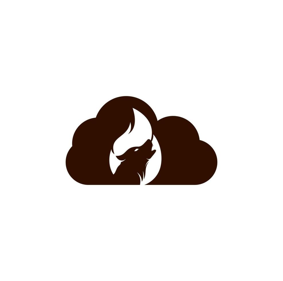 plantilla de diseño de logotipo vectorial de concepto de forma de nube de fuego de lobo. vector