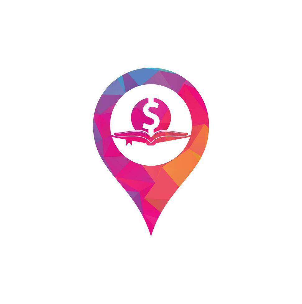 Money Book gps shape Icon Logo Design Element. Doller and book icon with logo vector