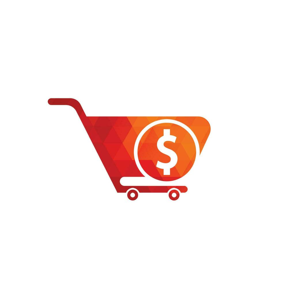 Dollar shopping cart vector icon. Money trolley simple solid icon. Fast Shop Logo Template Design.