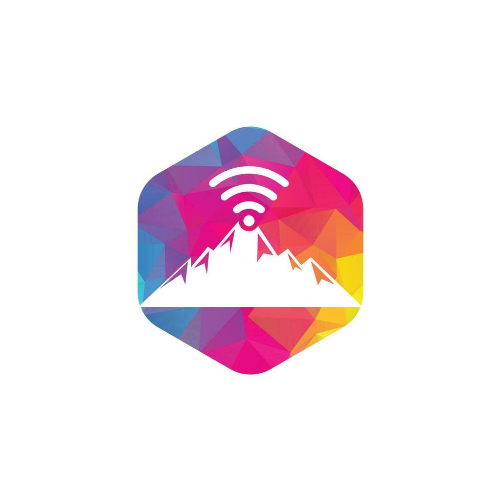 Wifi Mountain Logo Icon Design. Mountain signal icon template. vector