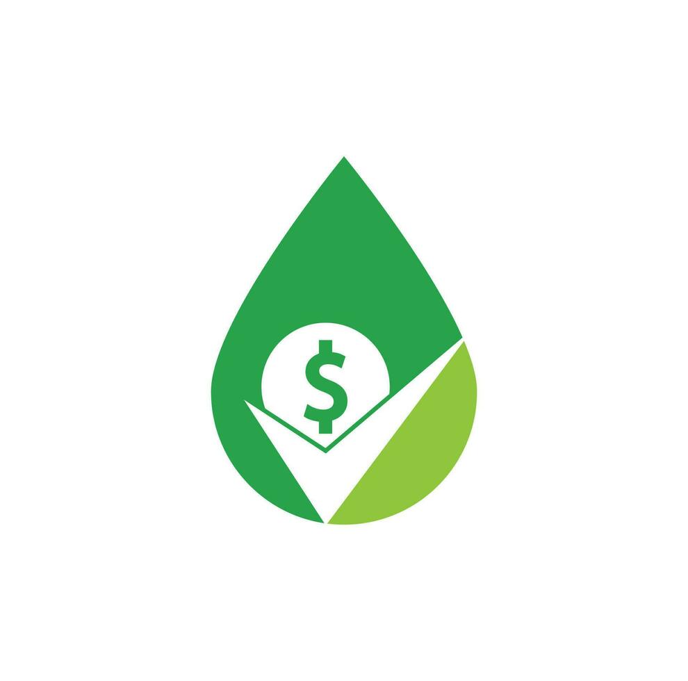 Money check drop shape concept logo design. Cash Icon symbol design. Good payment logo template vector