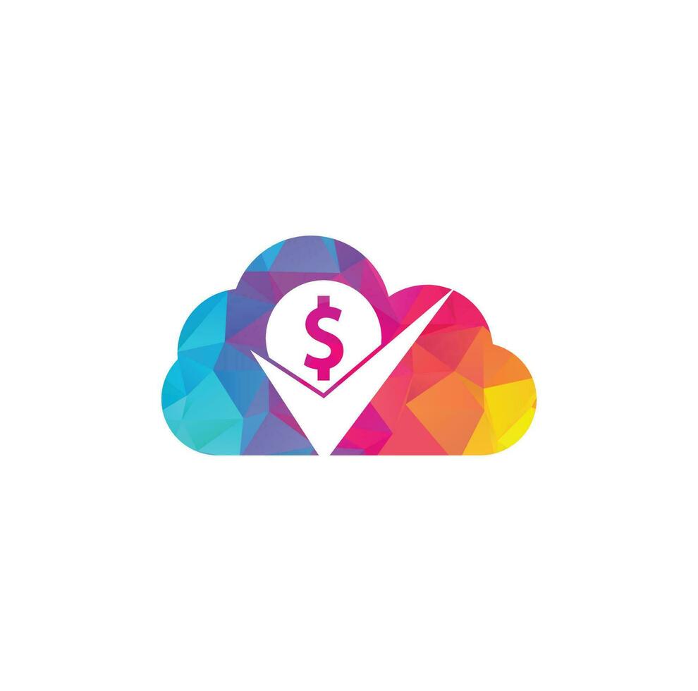 Money check cloud shape concept logo design. Cash Icon symbol design. Good payment logo template vector