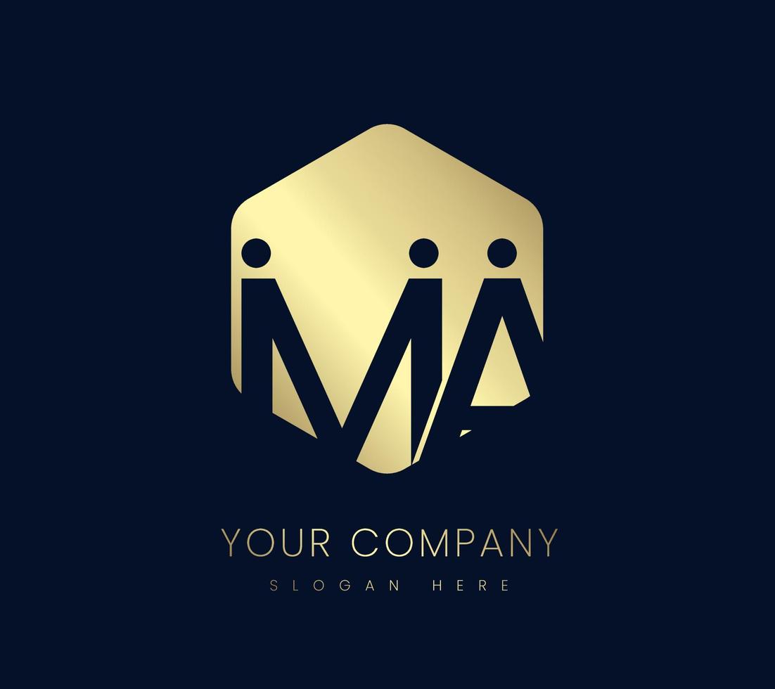 diseño creativo de logotipo premium y marca comercial de símbolo dorado de marca de empresa y organización diseño de concepto de logotipos hexagonales vector