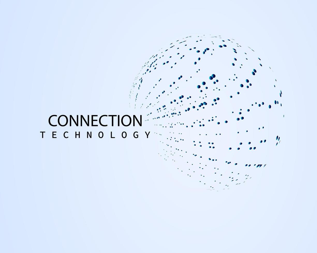 Abstract connection, circle, network or internet online, dots particle on white background. vector