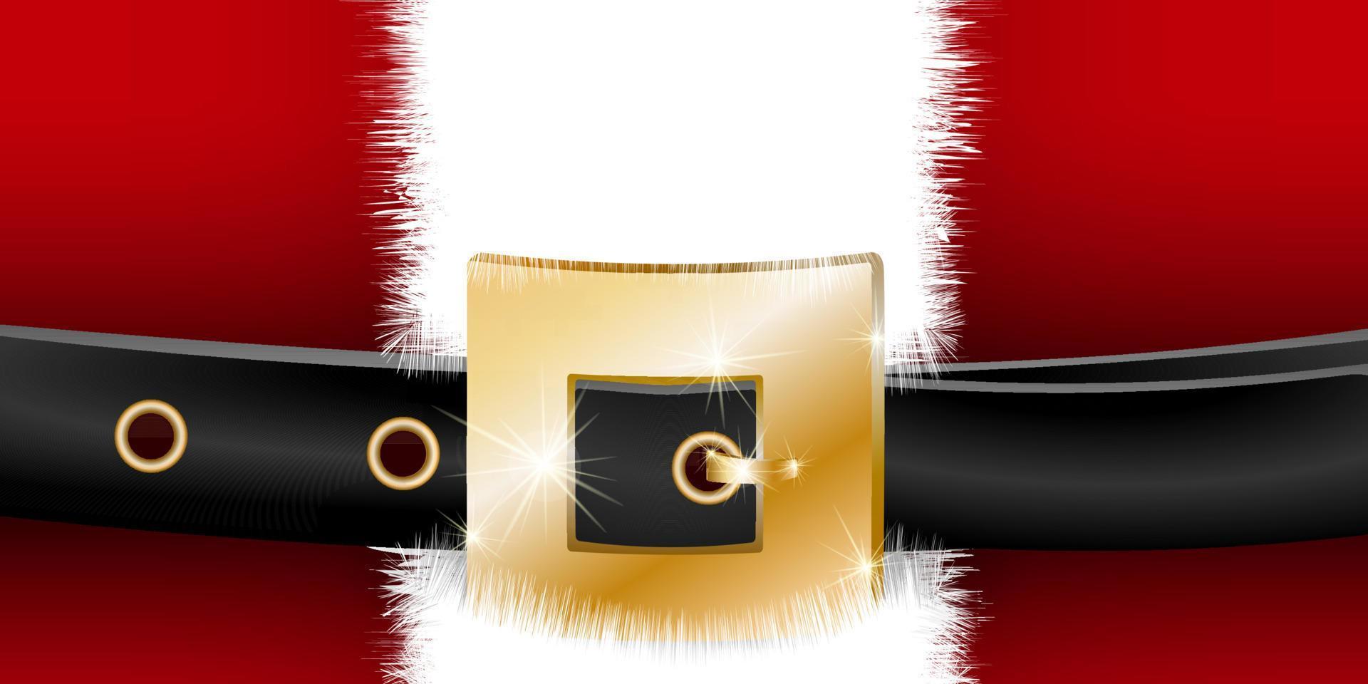Close up red coat with fur and belt of Santa Claus. Christmas background. vector