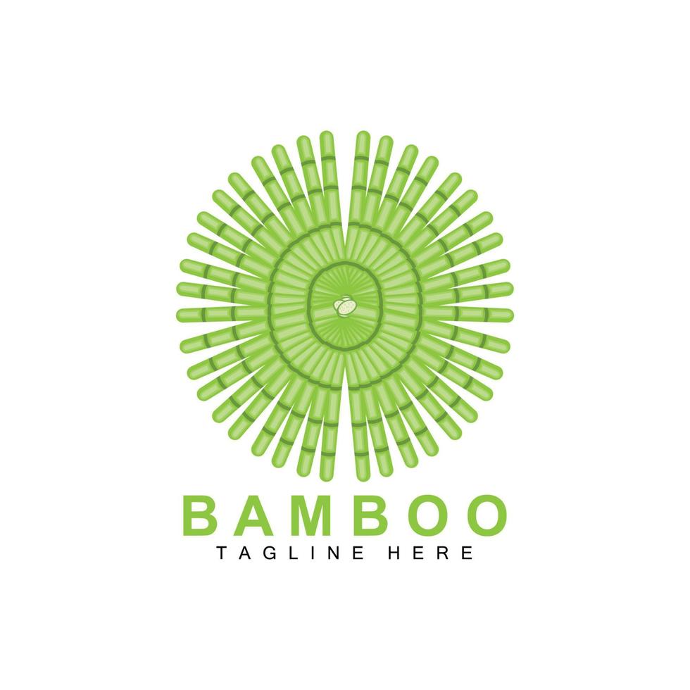 Bamboo Logo Design, Green Tree Vector, Panda Food, Product Brand Template Illustration vector