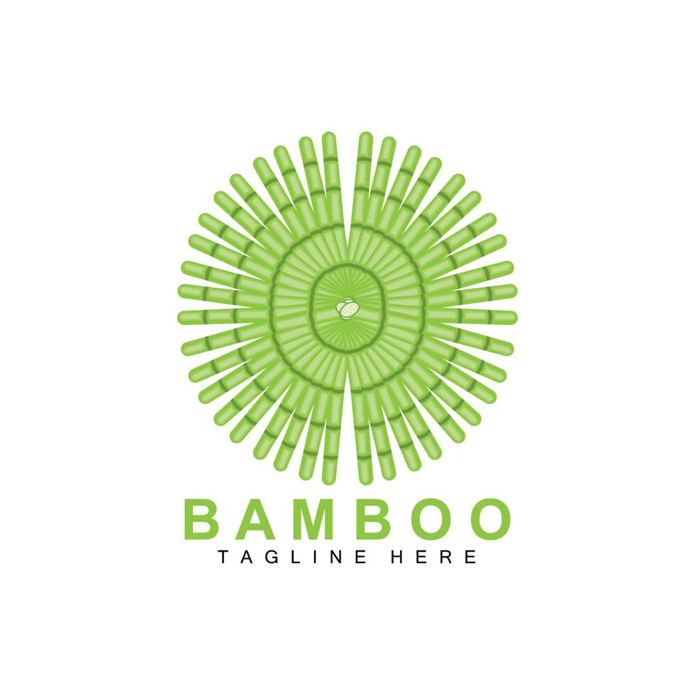 diseño de logotipo de bambú, vector de árbol verde, comida de panda, ilustración de plantilla de marca de producto