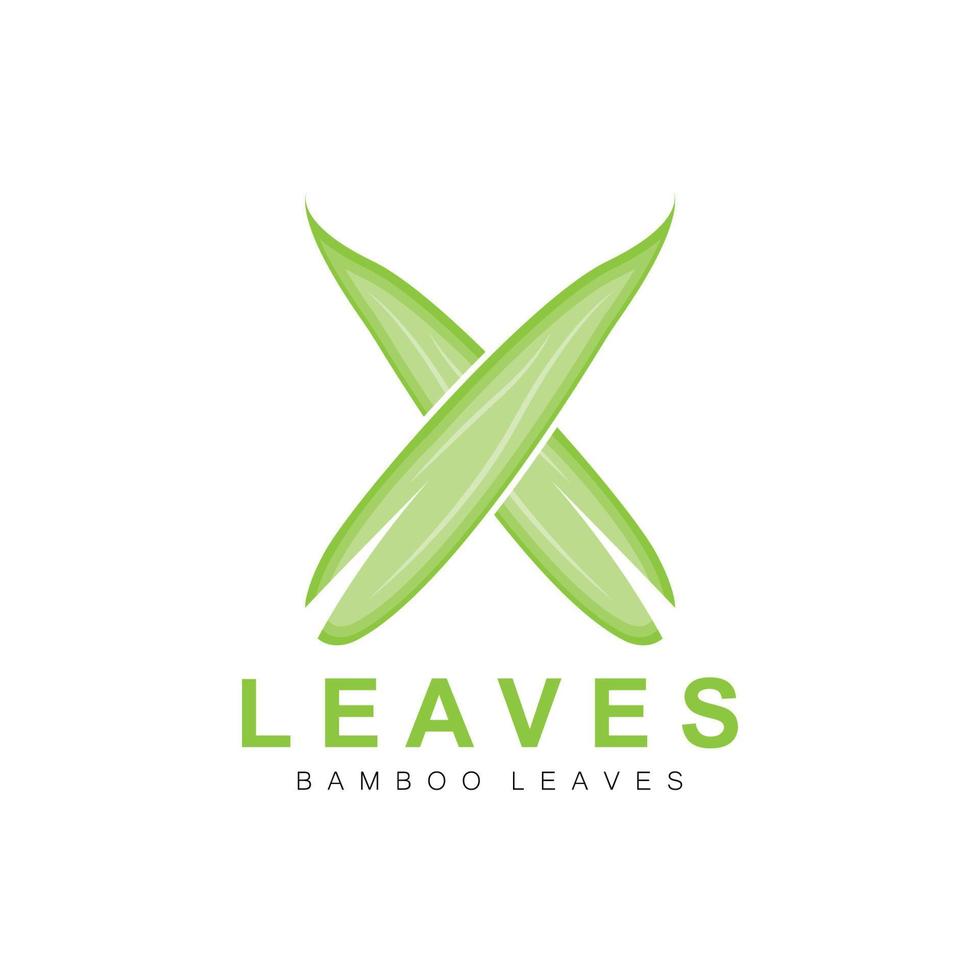 Bamboo Leaf Logo Design, Green Plant Vector, Panda Food Bamboo, Product Brand Illustration vector