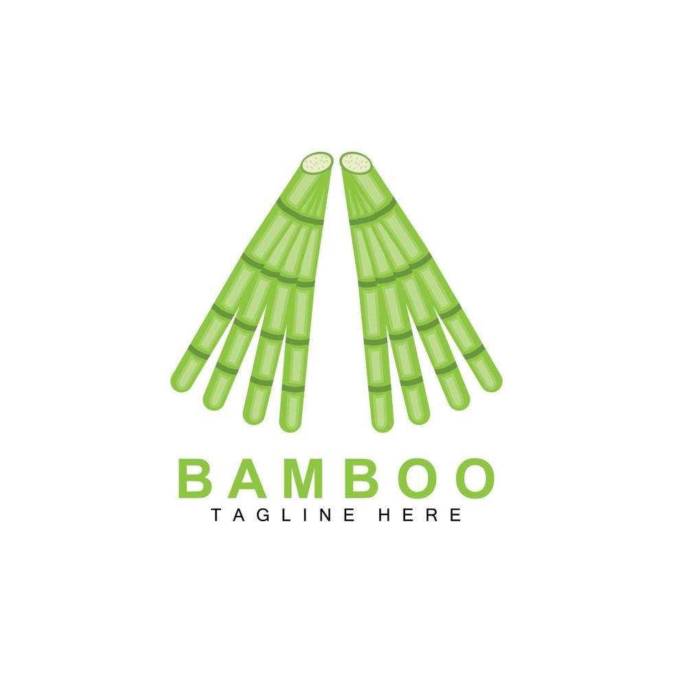 diseño de logotipo de bambú, vector de árbol verde, comida de panda, ilustración de plantilla de marca de producto