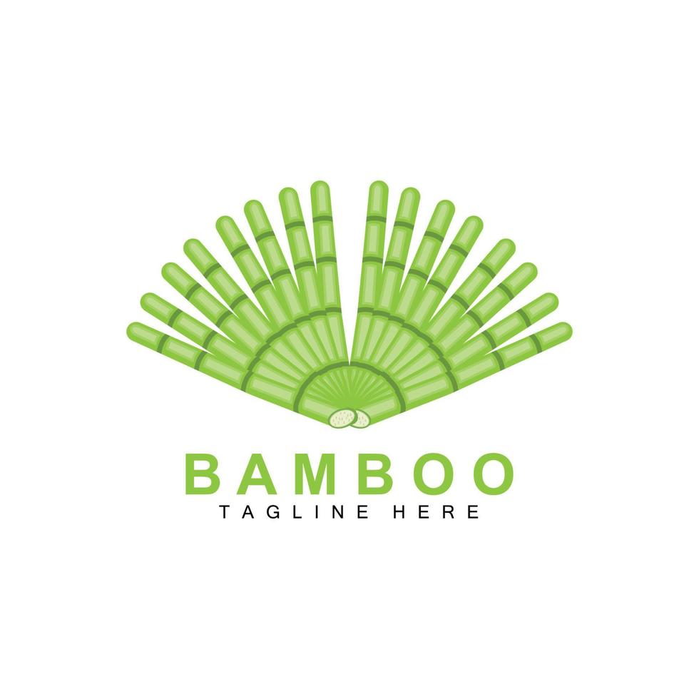 diseño de logotipo de bambú, vector de árbol verde, comida de panda, ilustración de plantilla de marca de producto