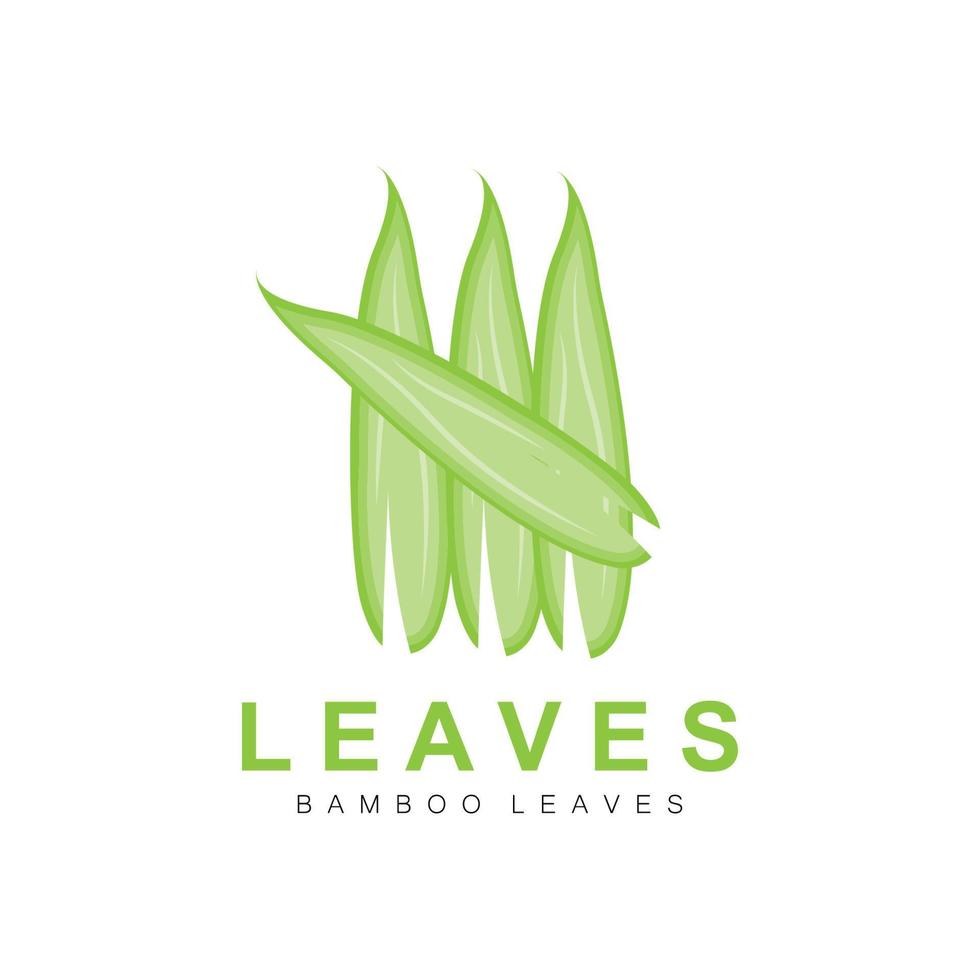 Bamboo Leaf Logo Design, Green Plant Vector, Panda Food Bamboo, Product Brand Illustration vector