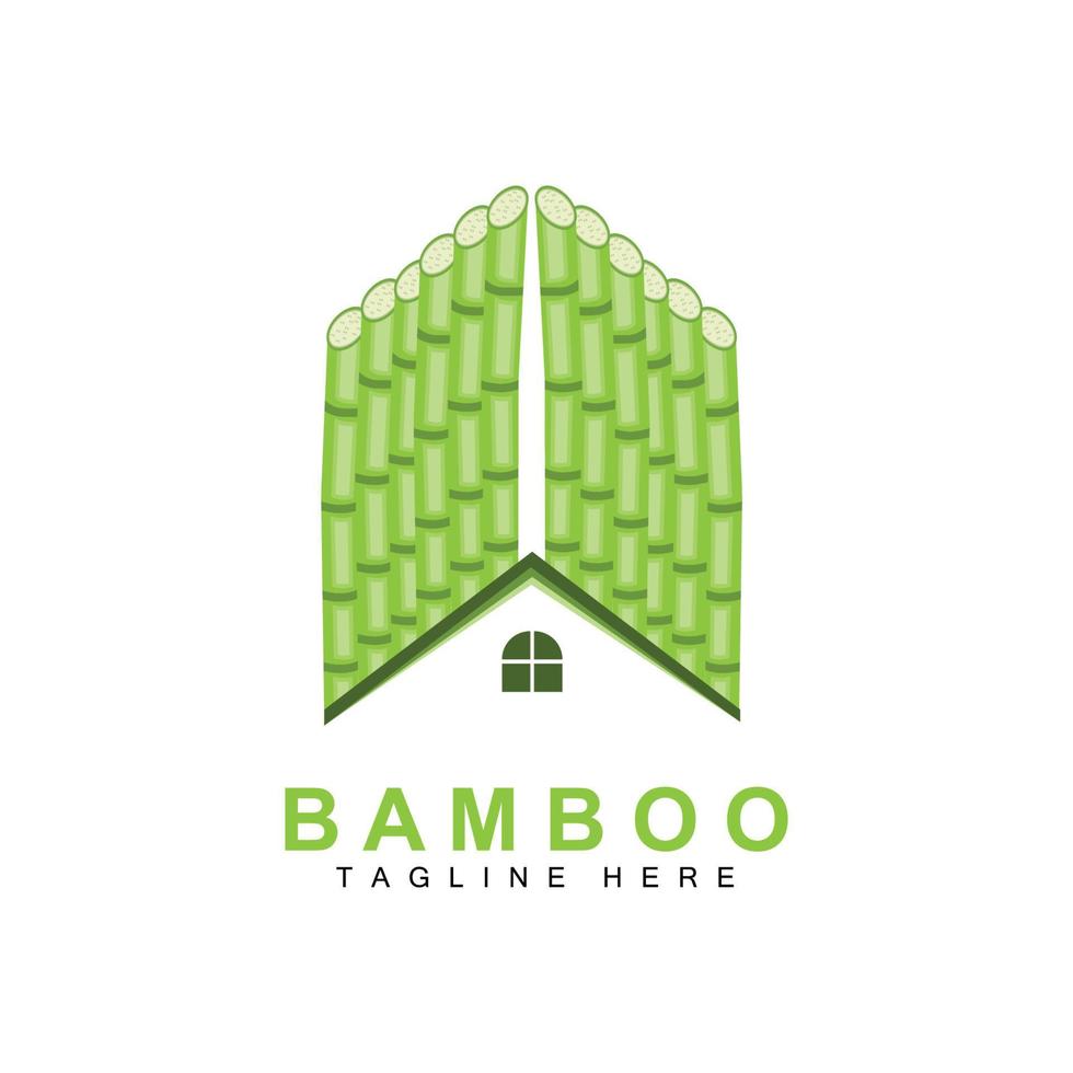 diseño de logotipo de bambú, vector de árbol verde, comida de panda, ilustración de plantilla de marca de producto