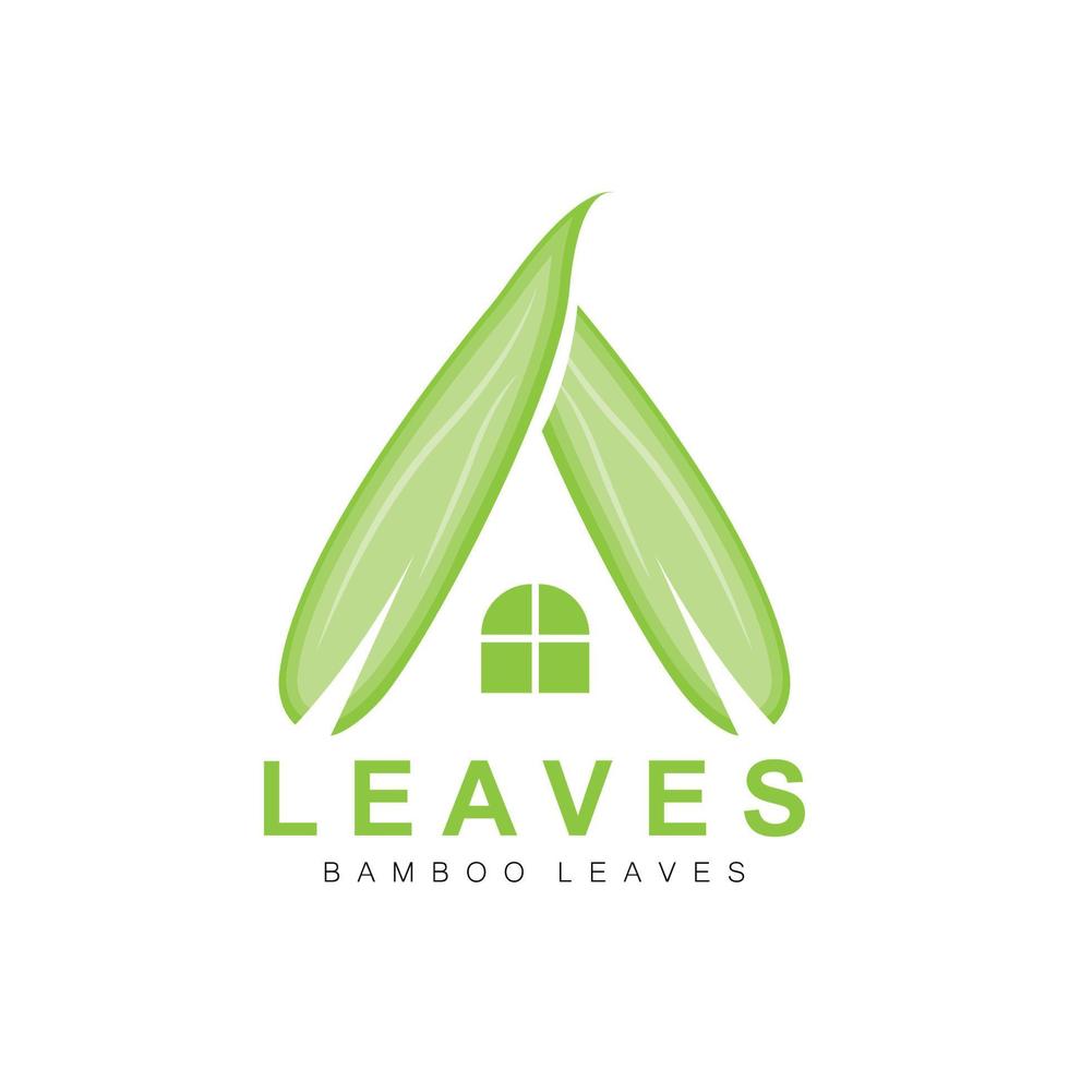 Bamboo Leaf Logo Design, Green Plant Vector, Panda Food Bamboo, Product Brand Illustration vector