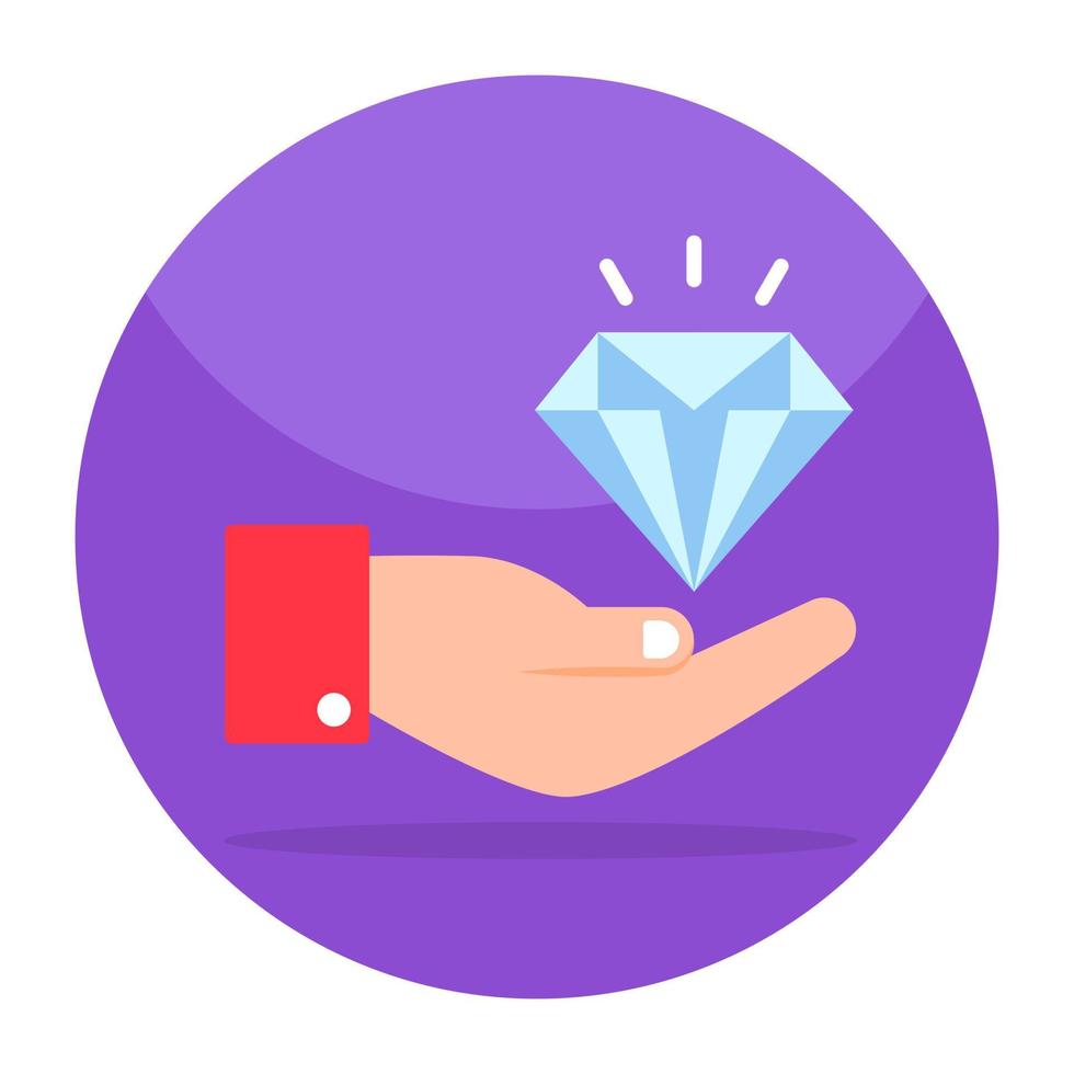 Diamond inside hands, icon of premium service vector