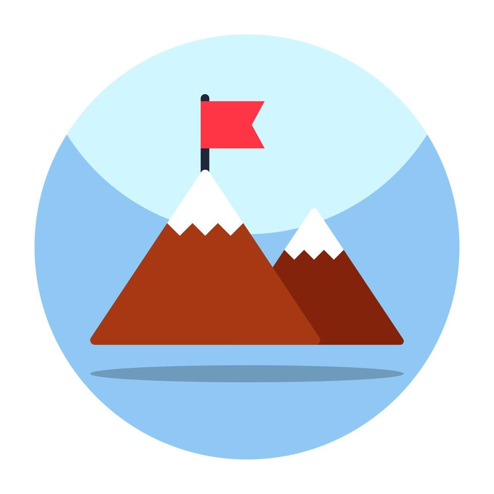 Flag on mountains showcasing missing accomplished concept icon vector