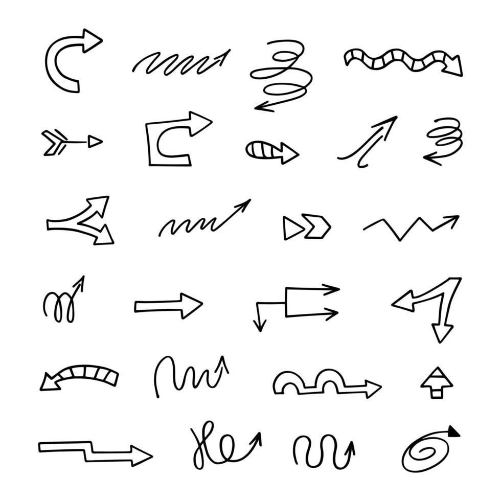Vector set of hand drawn arrows, elements for presentation