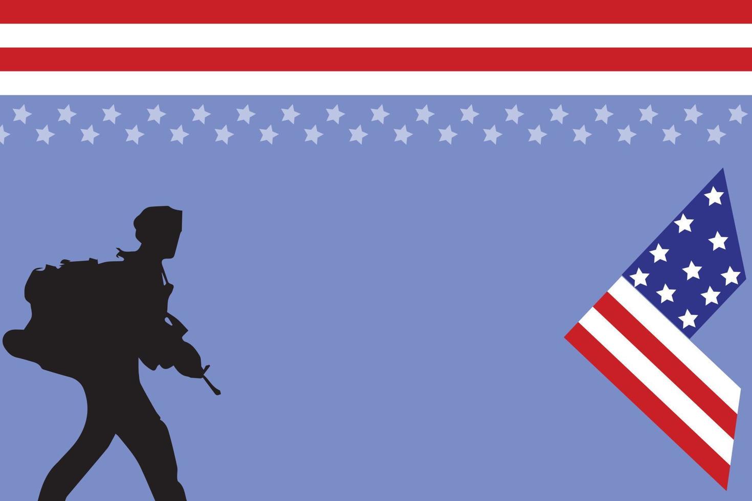 espacio de copia del día de los veteranos. honrando a todos los que sirvieron. logotipo de la letra v con la bandera de EE. UU. Y los soldados como símbolo de los veteranos. Diseño de la bandera de EE. UU. Para el fondo del día conmemorativo. 11 de noviembre feliz día de los veteranos. vector