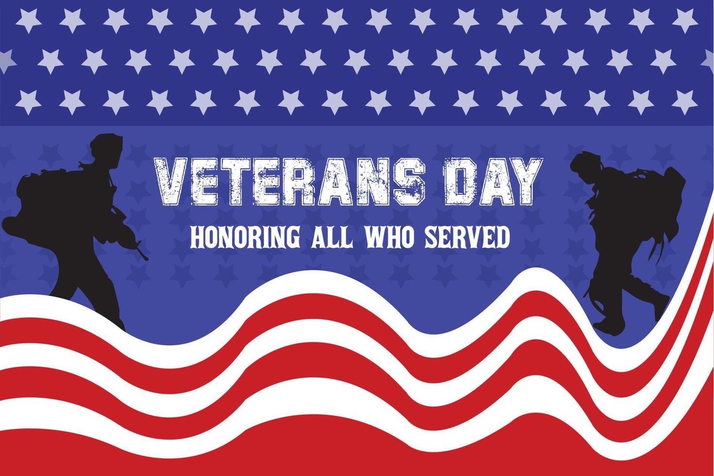 Veterans day copy space.Honoring all who served. Letter V logo with USA flag and soldiers as a symbol of veterans.flag USA design for memorial day background.11th November Happy Veterans Day. vector