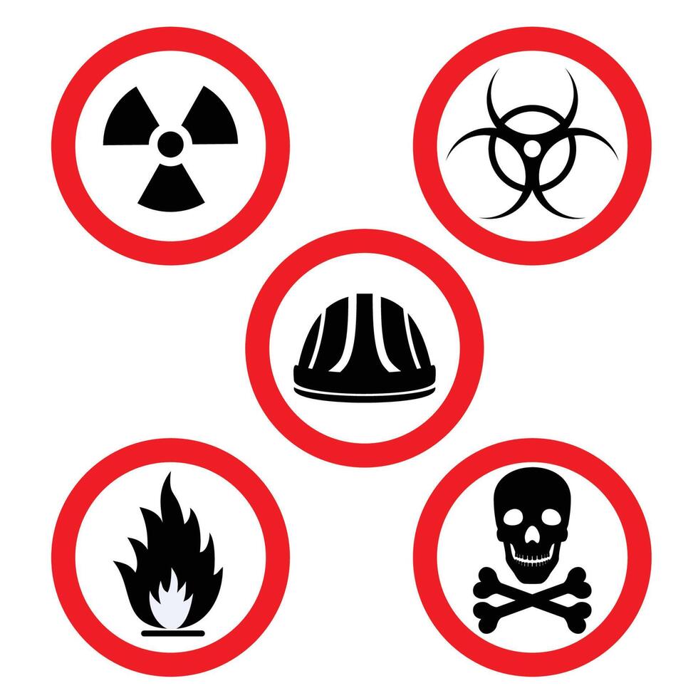 iconos de energía nuclear establecidos planos vector