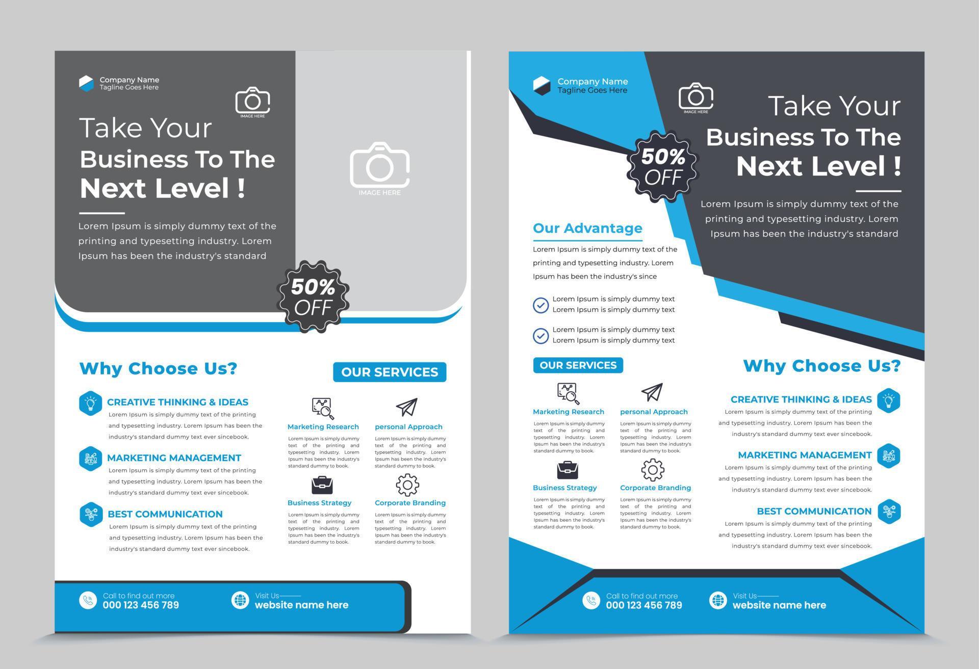 Corporate business A4 paper flyer, leaflet banner design for