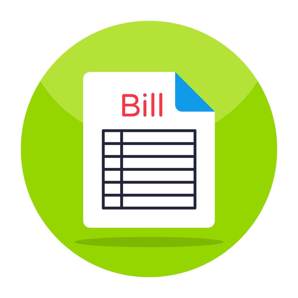 An icon design of bill vector
