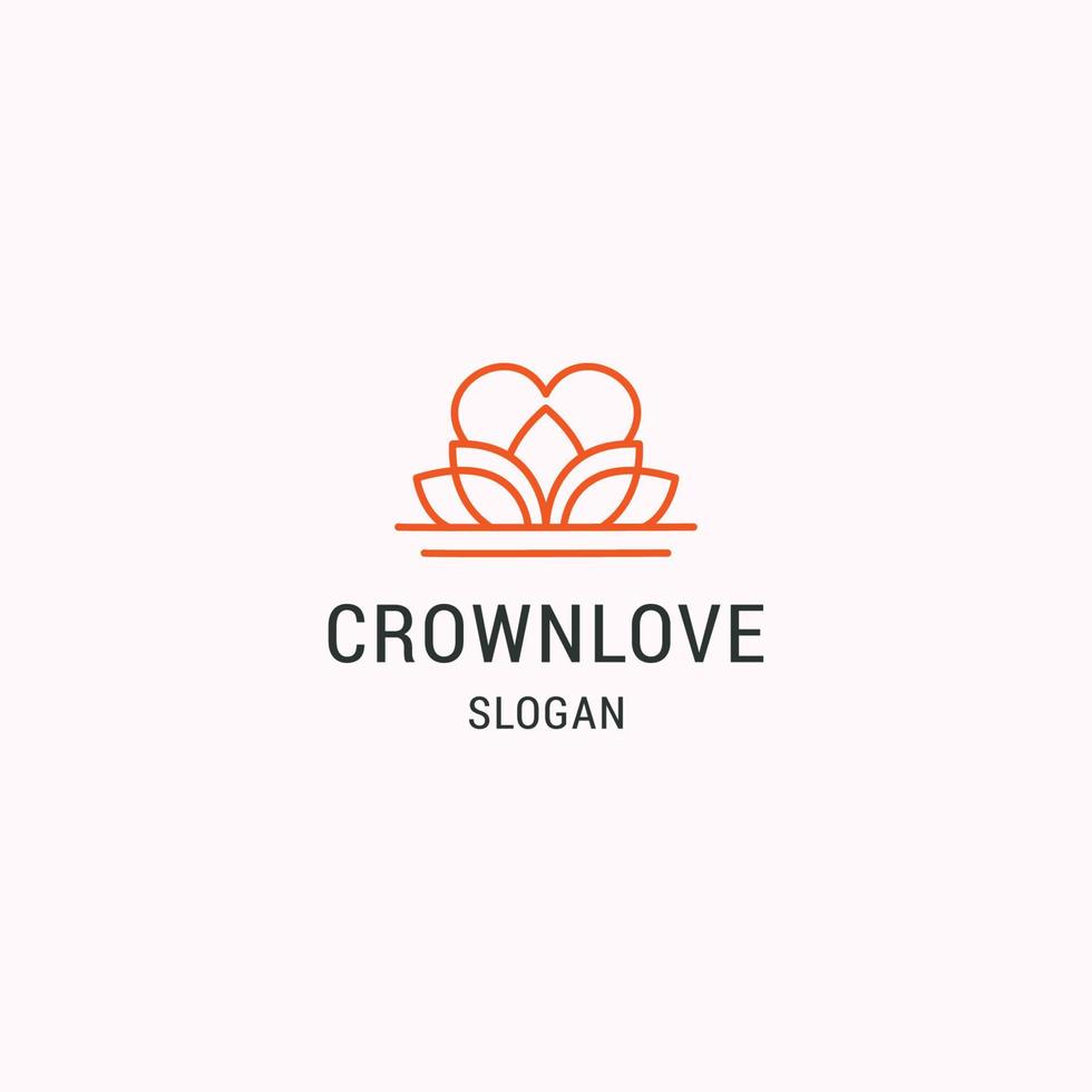 Crown love logo icon flat design template vector