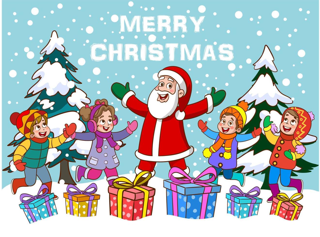 Children Celebrating New Year And Christmas vector