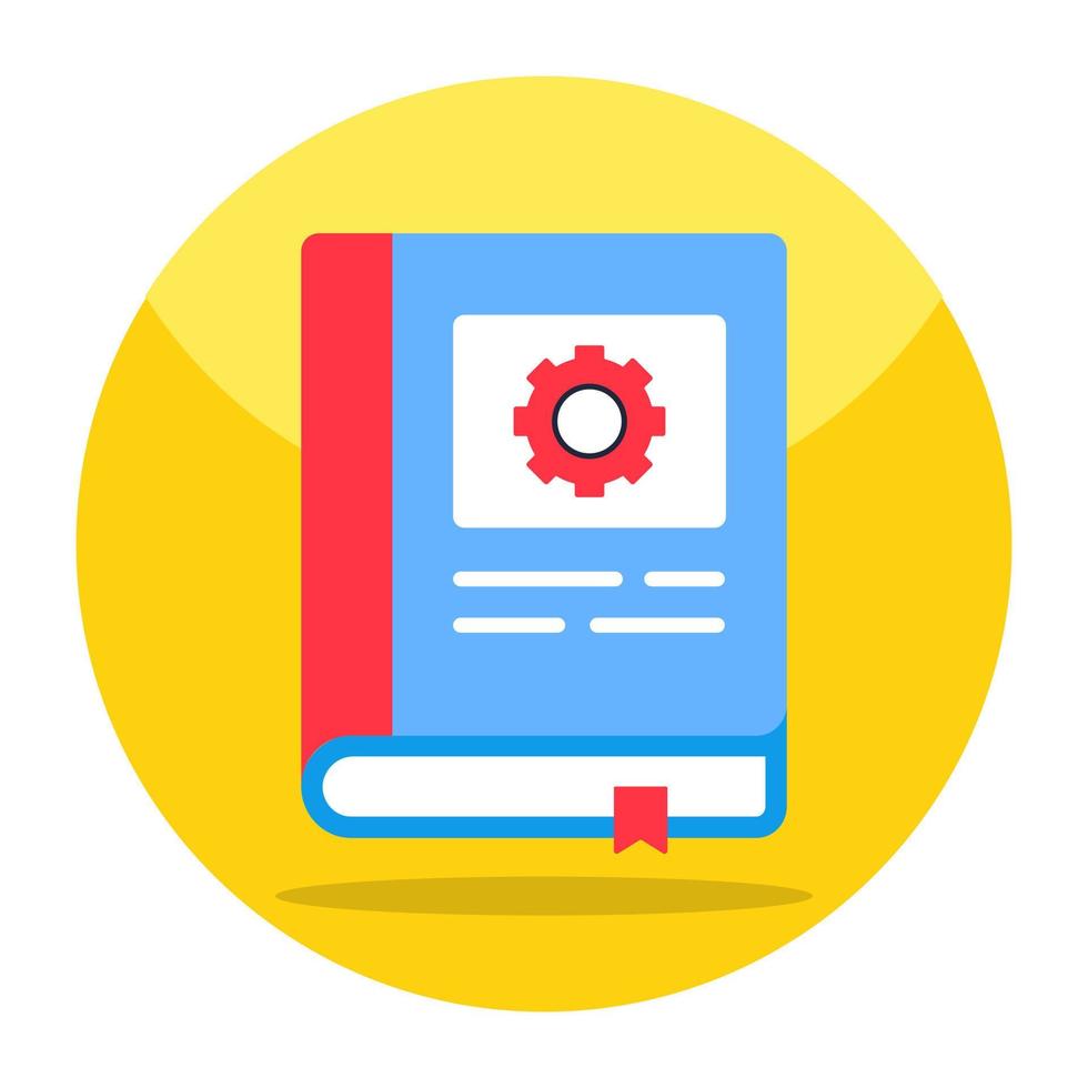 Cogwheel on book denoting concept of manual book 13279117 Vector Art at
