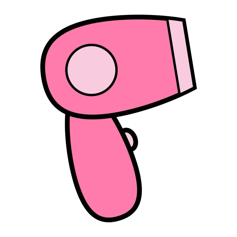 secador de pelo eléctrico glamuroso de moda lineal simple de color rosa plano, electrodoméstico para secar el cabello, peinar, peinar. ilustración vectorial vector