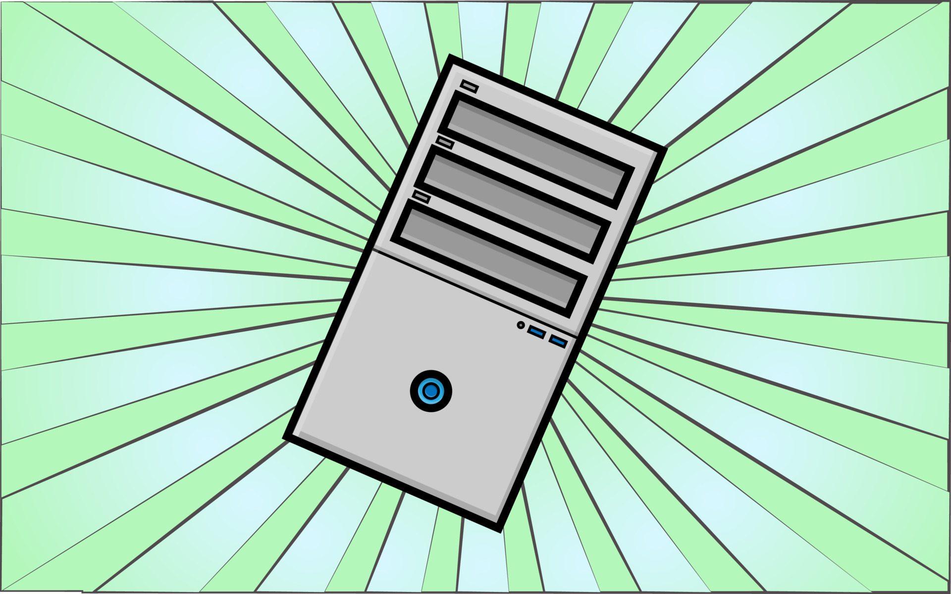 Modern digital stationary gaming office computer system unit on a