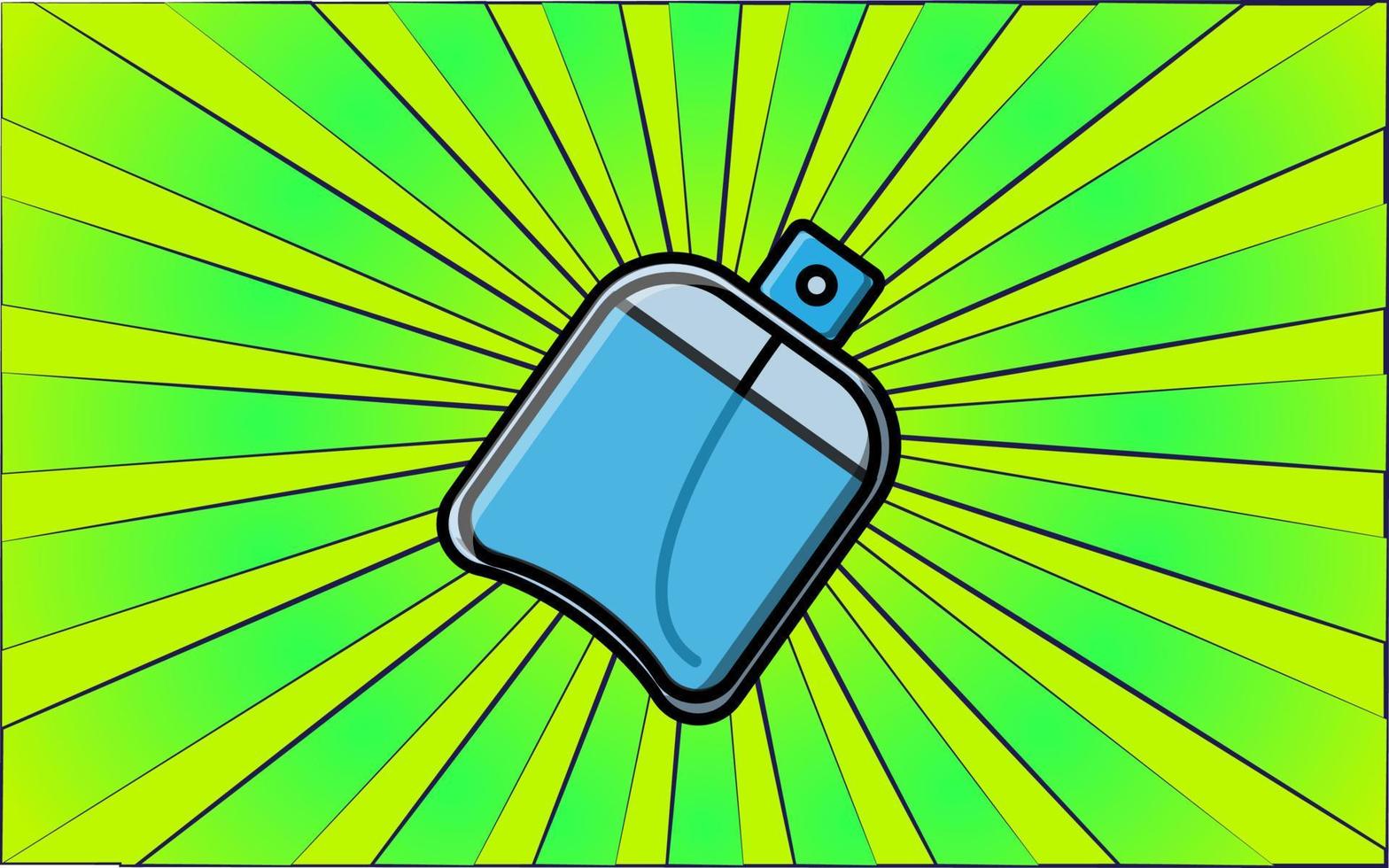 Beauty glamorous blue perfume in a glass bottle for beauty guidance on a background of abstract green rays. Vector illustration