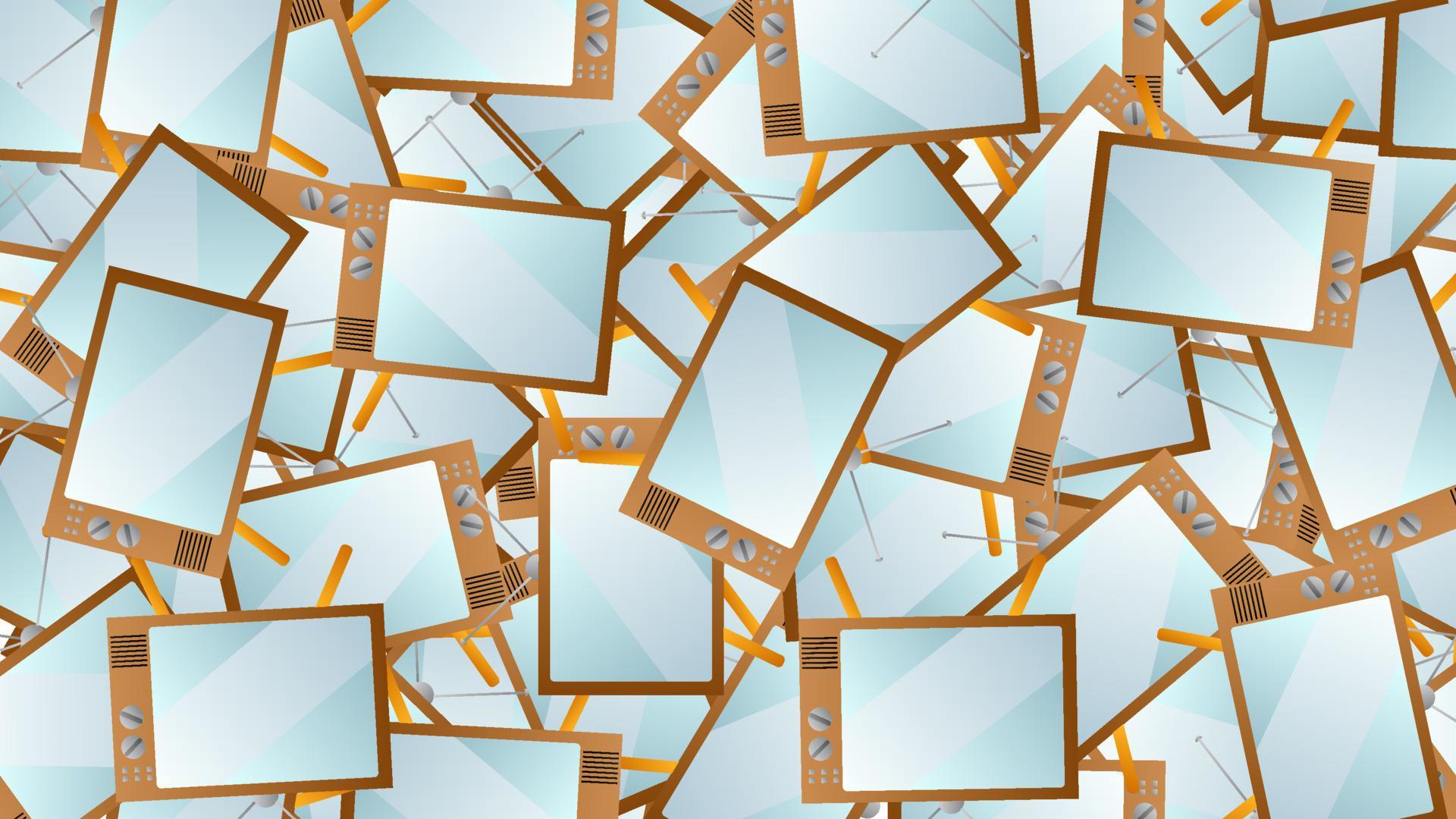 Seamless pattern from retro old hipster TVs from the 70s, 80s, 90s