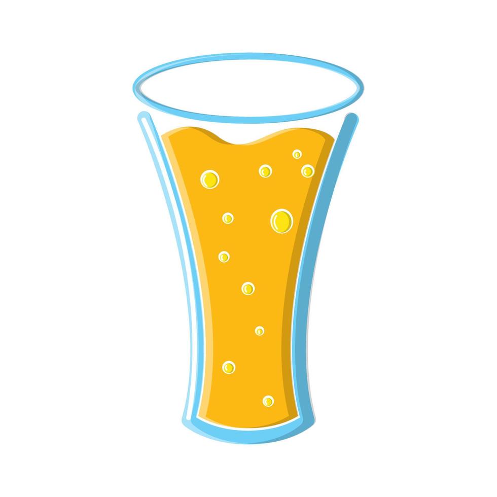 A glass of foamy barley light chilled light amber amber yellow hop alcoholic lager craft icon on a white background. Vector illustration