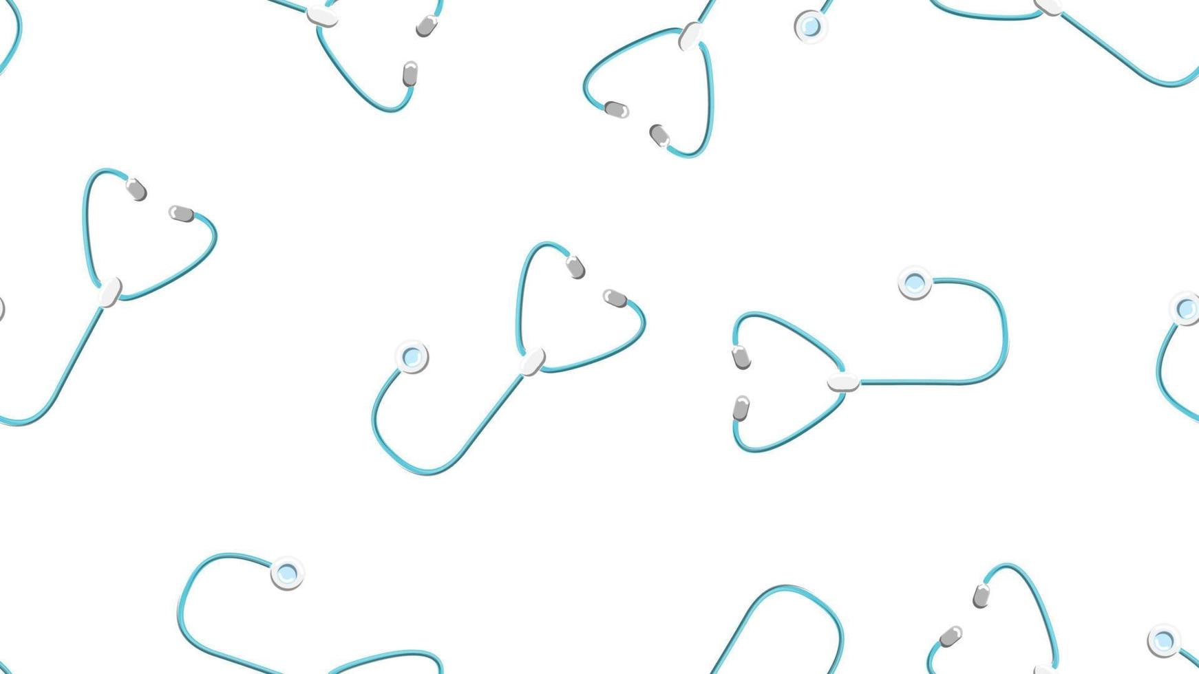 textura de patrones sin fisuras de interminables instrumentos médicos repetitivos con estetoscopios de fonendoscopios para escuchar pulmones y corazones sobre un fondo blanco. ilustración vectorial vector