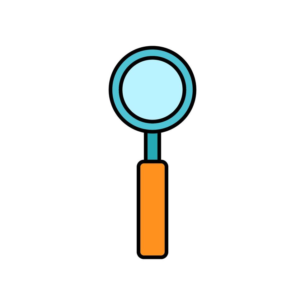 Large optical magnifier with a handle for approaching and searching, a simple icon on a white background. Vector illustration