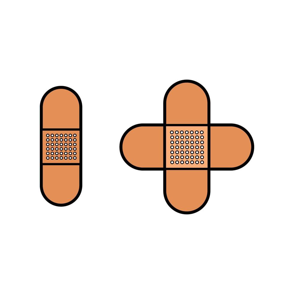 Hygienic medical double band-aid for sealing and disinfecting wounds and cuts, simple icon on a white background. Vector illustration