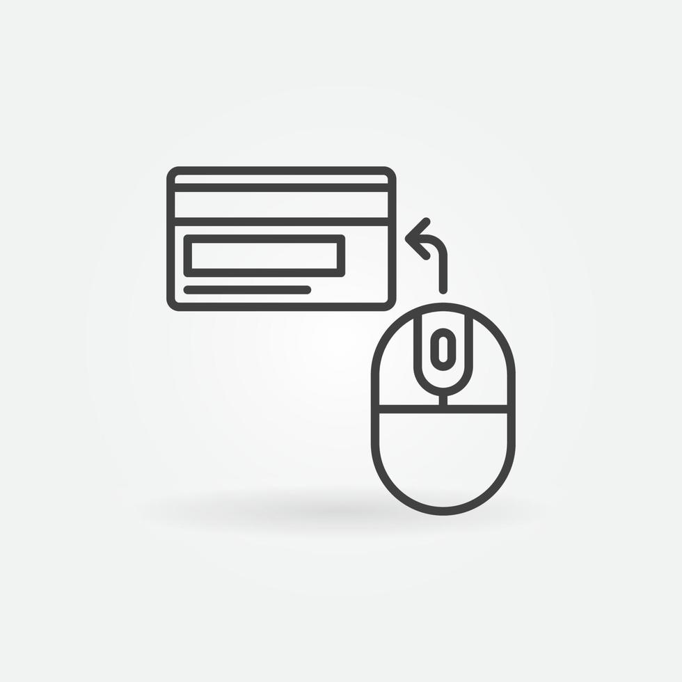 Computer Mouse with Credit Card vector outline icon
