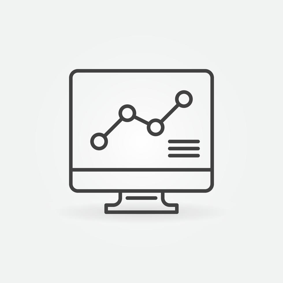 Computer with Graph linear vector concept icon 13279365 Vector Art at ...
