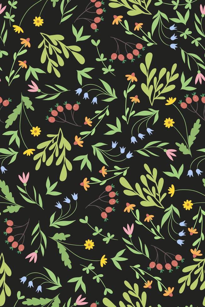 Seamless pattern with summer herbs. Vector graphics.