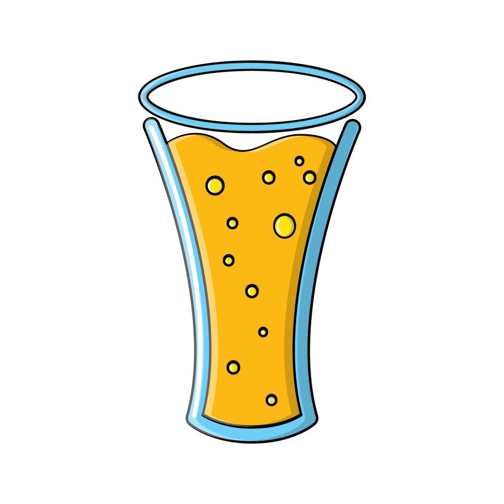 A glass of foamy barley light chilled light amber amber yellow hop alcoholic lager craft icon on a white background. Vector illustration