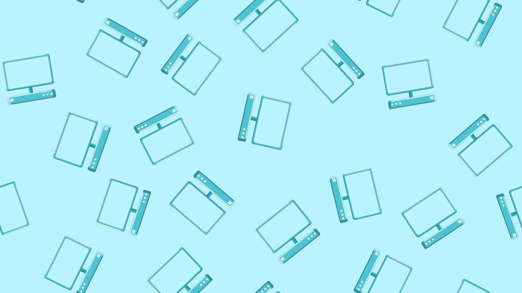 textura de patrón sin costuras de computadoras portátiles digitales modernas repetitivas interminables con monitores sobre fondo azul. ilustración vectorial vector