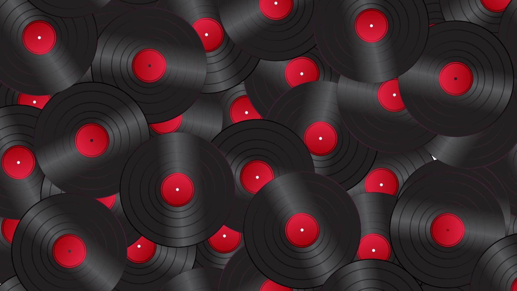 Seamless pattern of retro old hipster musical audio vinyl records from the 70s, 80s, 90s, 2000s, background vector